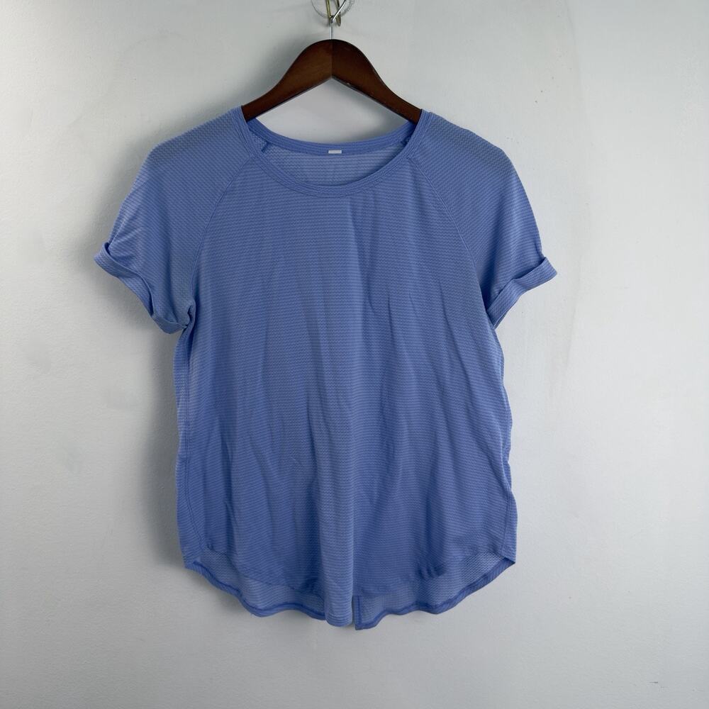 Lululemon Open Up Tie Back Tee Scallop Texture Hydrangea Blue Periwinkle